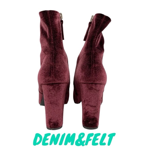 Steve Madden Edit Burgundy (Wine) Velvet High Heel Mid-Calf Boots | NEW!! ♥️🍷 - Picture 6 of 16
